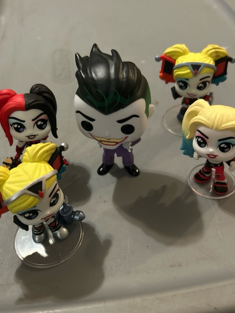 Kids Joker and Harley-Style Vinyl Figure Toy Set - White, Black, Yellow